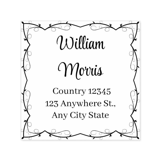 Botanical Square Custom Address Stamp Självfärgande Stämpel (Design)