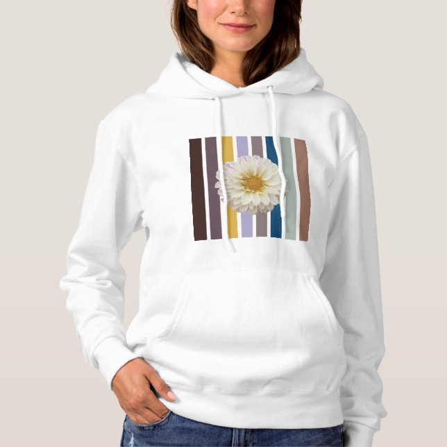 Botanical Stripe Bloom Hoodie for Women T Shirt (Framsida)