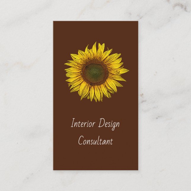 Botanical Sunflower QR code Designer Rustic Visitkort (Framsida)