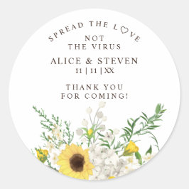 Botanical Sunflowers & Wildflowers Bouquet Sanitiz Runt Klistermärke