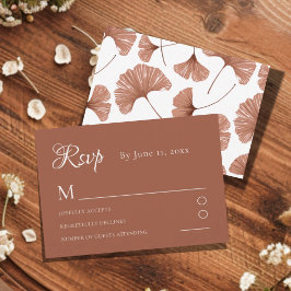 Botanical Terracotta Ginkgo Leaf Wedding RSVP Card OSA Kort