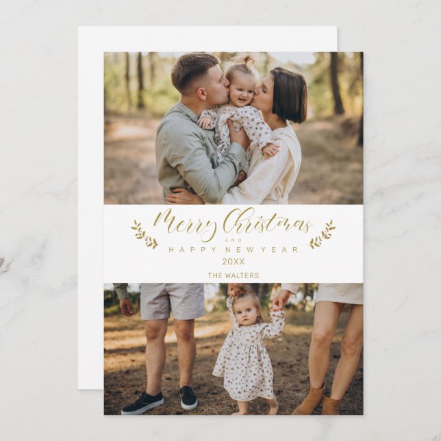 Botanical Themed Christmas Custom Photo Script (Fram/baksida)