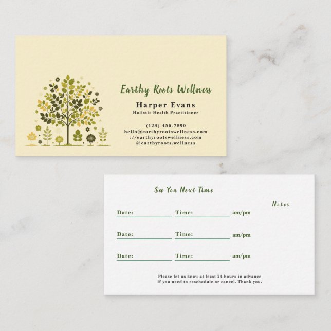 Botanical Tree Holistic Wellness Appointment＆ Visitkort (Fram/baksida)