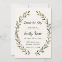 Botanical Twin Baby Shower Olive Branch Boho Green