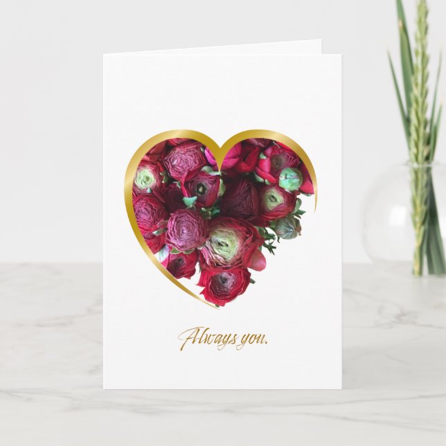 Botanical Valentine’s Day Card – Floral Heart with Kort (Framsida)
