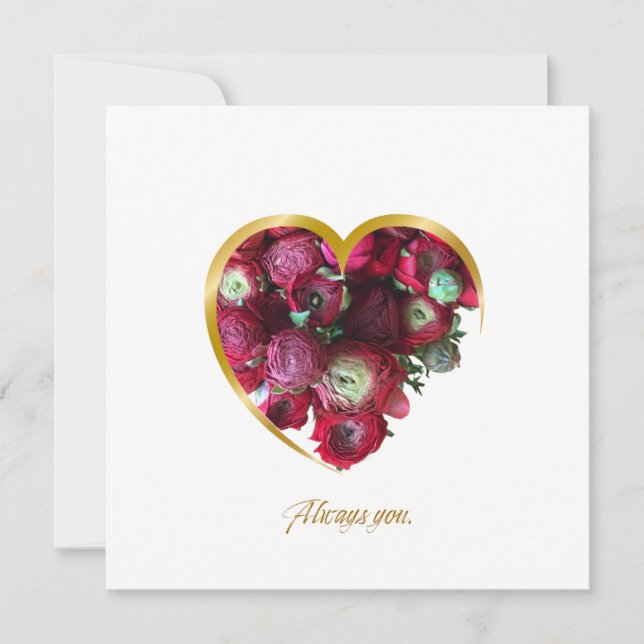 Botanical Valentine’s Day Card – Floral Heart with Kort (Framsida)