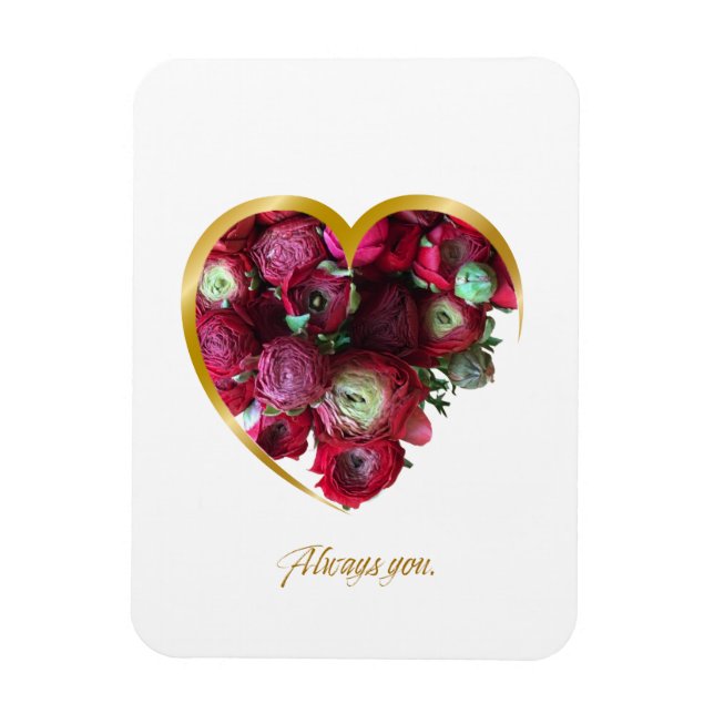 Botanical Valentine’s Day Card – Floral Heart with Magnet (Vertikal)