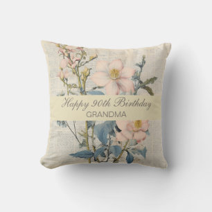Botanical Vintaqe WildblomGrandma Birthday Kudde