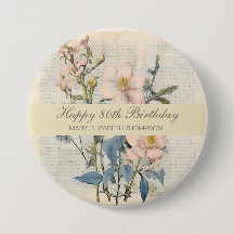 Botanical Vintaqe Wildblomma 80:e födelsedagen