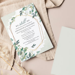 Botanical Vow Renewal Eucalyptus Greenery Bröllop Inbjudningar