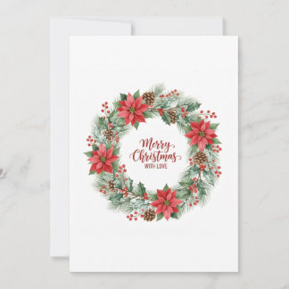Botanical Watercolor Christmas Wreath Card Julkort