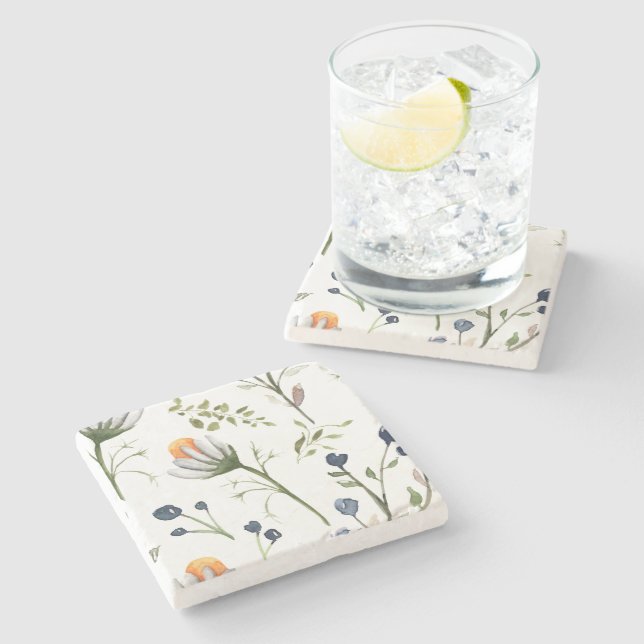 Botanical Watercolor Floral Coasters Stenunderlägg (Sidan)