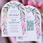 Botanical Watercolor QR Code Bar Bat Mitzvah Arch Inbjudningar<br><div class="desc">Perfect card to announce a bat mitzvah, bar mitzvah or other Jewish celebration! Hand drawn delicate leaf trame art for you! FULLY CUSTOMIZABLE! Click on “Personalize” above to edit the text and add your link to the QR code. Click "edit using design tool" to adjust the fonts, colors and placements....</div>