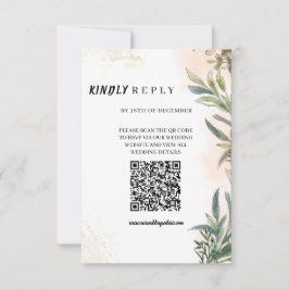 Botanical Watercolor Wedding RSVP Card OSA Kort