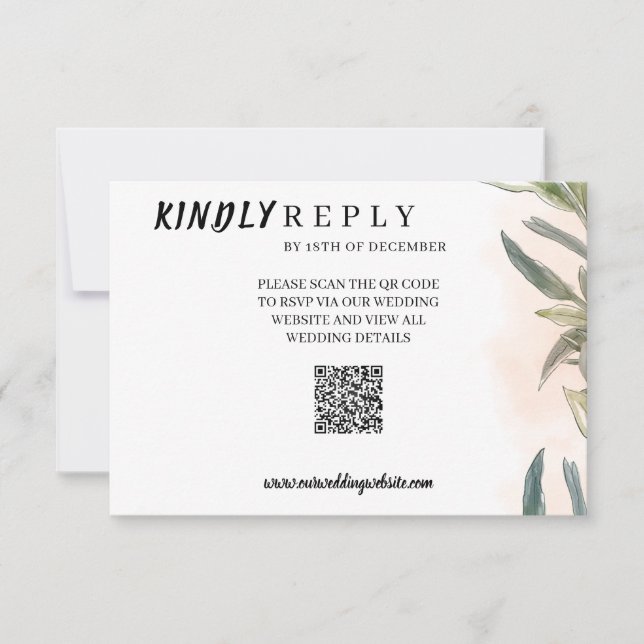 Botanical Watercolor Wedding RSVP Card  OSA Kort (Framsida)