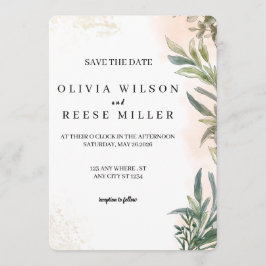 Botanical Watercolor Wedding Save the Date Inbjudningar