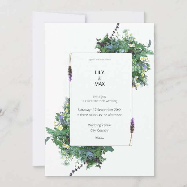 Botanical Wedding Invitation | Elegant Wildflower  Inbjudningar (Framsida)