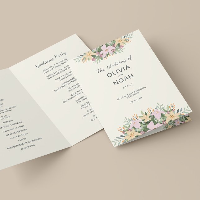 Botanical wedding program - boho folded card (Skapare uppladdad)