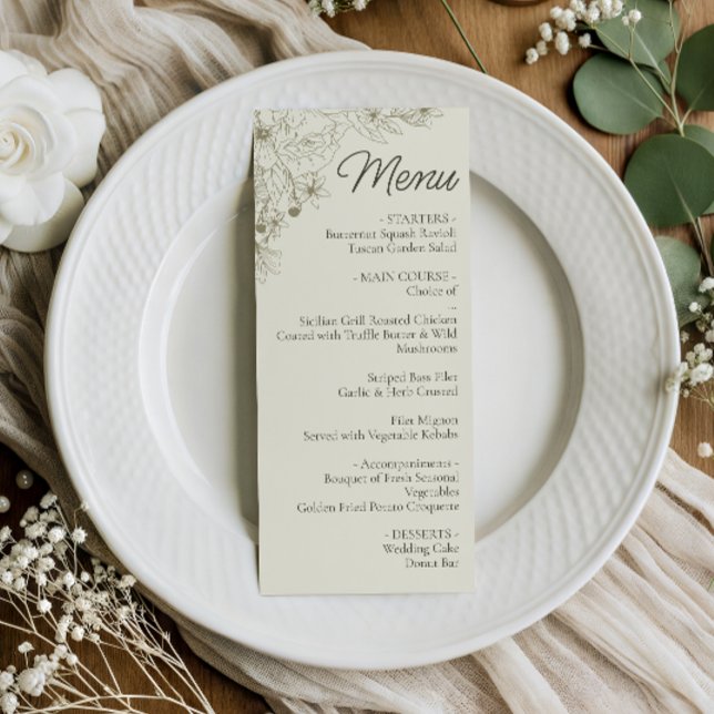 Botanical Wedding Reception Menu Sign Meny (Skapare uppladdad)