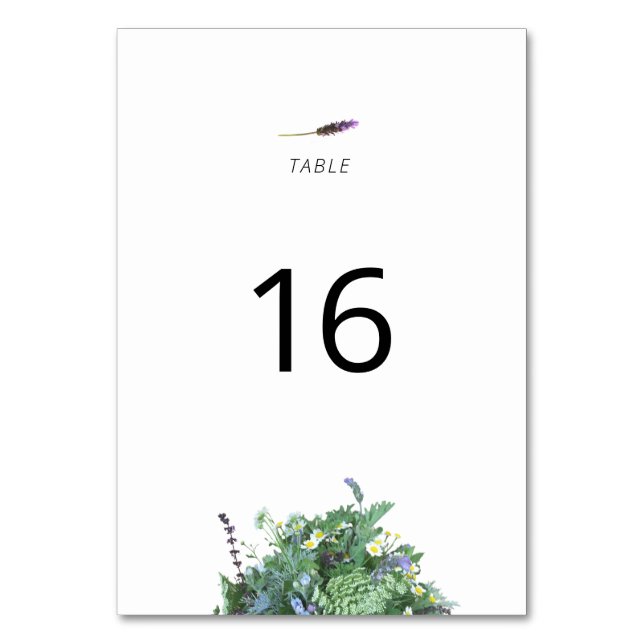 Botanical Wedding Table Number Card Bordsnummer (Framsidan)