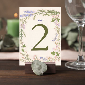 Botanical Wedding Table Number Card Bordsnummer