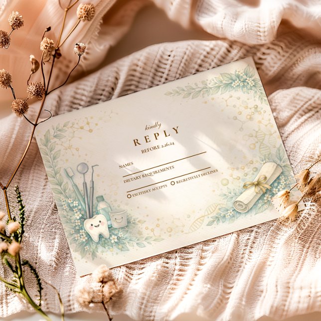 Botanical White Coat Dentist Graduation OSA Kort (Skapare uppladdad)