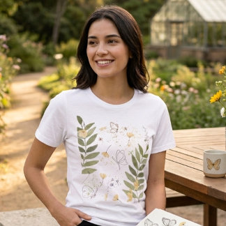 Botanical Wildflower Butterfly T-Shirt