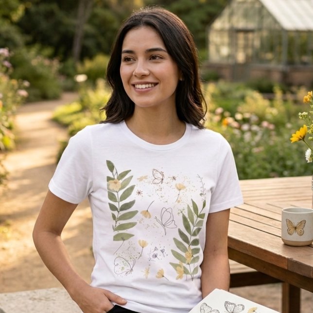 Botanical Wildflower Butterfly T-Shirt (Skapare uppladdad)