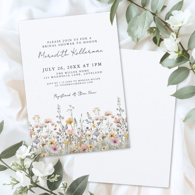 Botanical Wildflower Floral Bridal Shower Inbjudningar (Botanical Wildflower Floral Bridal Shower Invitation)