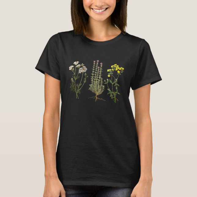 Botanical  with wild flower flowers t shirt (Framsida)