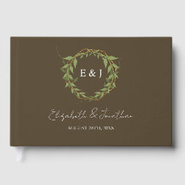 Botanical Wreath Earth Tone Wedding Gästböcker