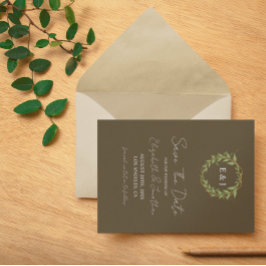 Botanical Wreath Earth Tone Wedding Spara Datumet