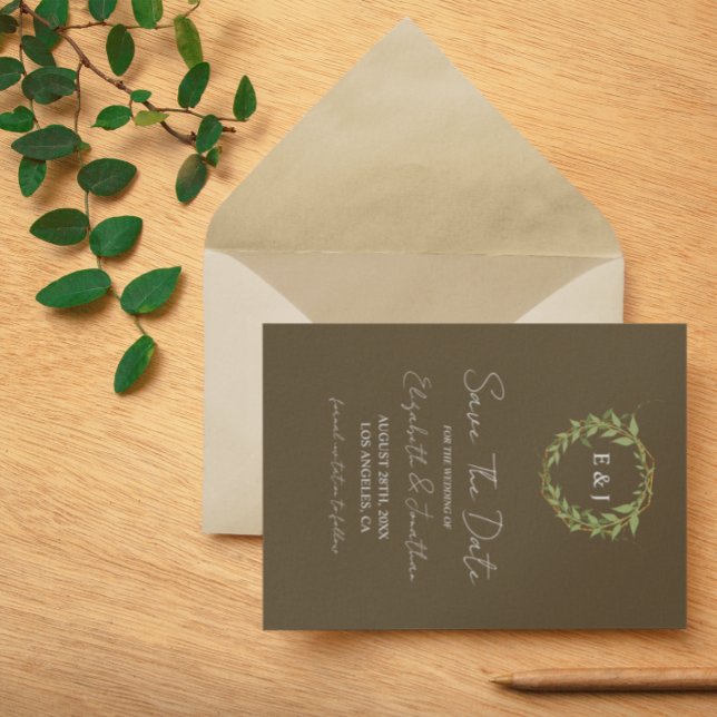 Botanical Wreath Earth Tone Wedding Spara Datumet (Skapare uppladdad)