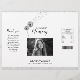 Botanicals Funeral Chip Bag, Obituary Chip Bag Reklamblad