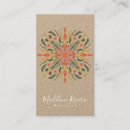 Botanik Florist Grönska Mandala Designer Kraft Visitkort