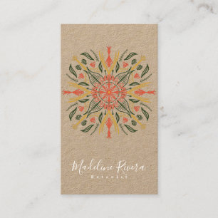 Botanik Florist Grönska Mandala Designer Kraft Visitkort