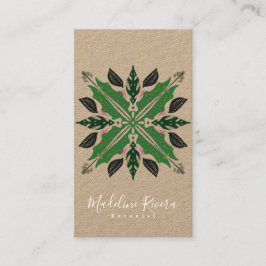 Botanik Florist Grönska Mandala Designer Kraft Visitkort