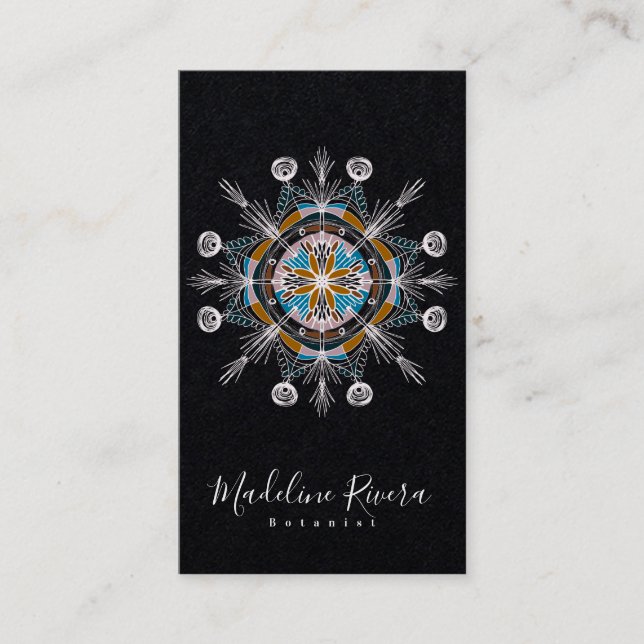 Botanik Florist  Yoga Boho Mandala Affärsbricka Visitkort (Framsida)