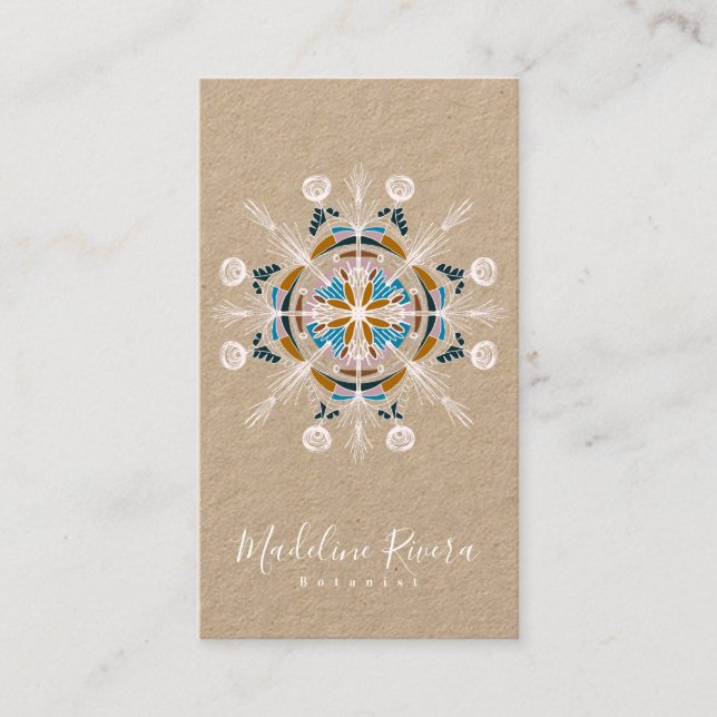 Botanik Florist  Yoga Boho Mandala Kraft Visitkort (Framsida)