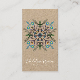 Botanik Florist Yoga Grönska Mandala Kraft Visitkort