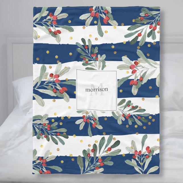 Botaniker från Family Monogram Modern Chic Winter Fleecefilt (Skapare uppladdad)