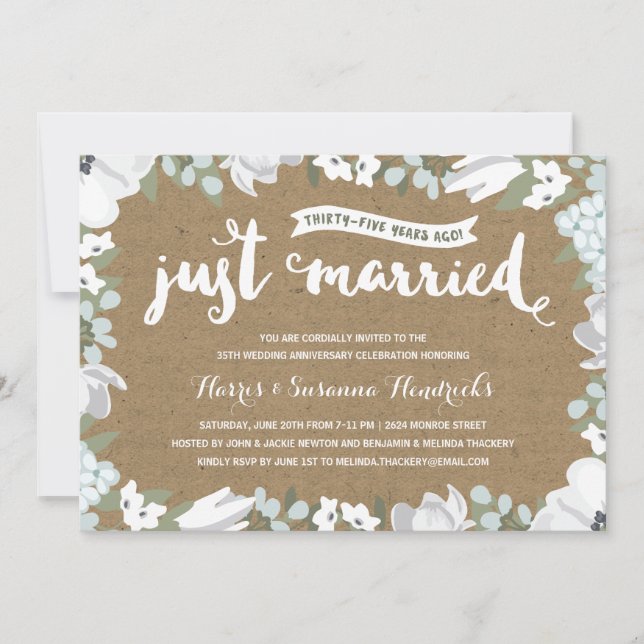 Botanisk | 35-års bröllopsdagfest inbjudningar (Framsida)