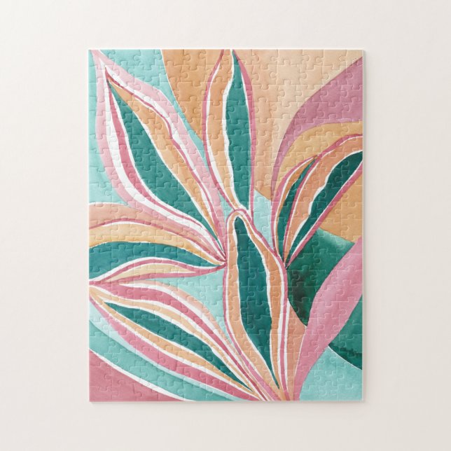 Botanisk Abstrakt Akvarell Konst Pussel (Vertikal)