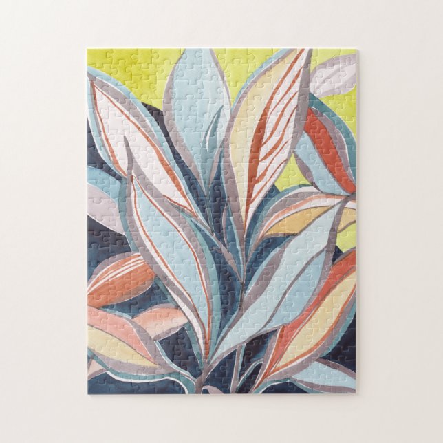 Botanisk abstrakt akvarellkonst Pussel (Vertikal)