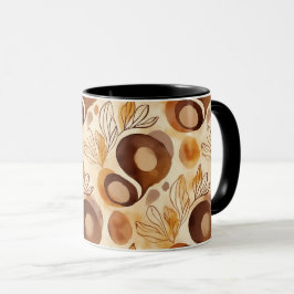Botanisk Abstrakt Kaffemugge – Mjuka Jordtoner Mugg