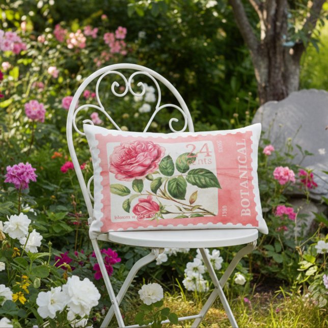 Botanisk accentpillow ro Frimärke Prydnadskudde (Skapare uppladdad)