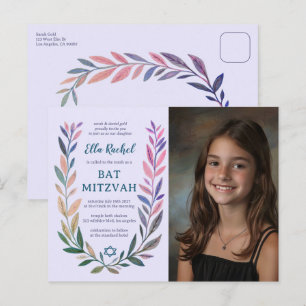 Botanisk akvarell ANPASSAD FOTO Bar Mitsva Vykort