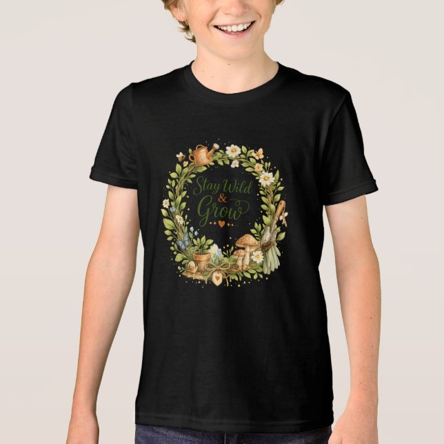 Botanisk akvarell Blommig krans Inspirerande  T Shirt (Framsida)