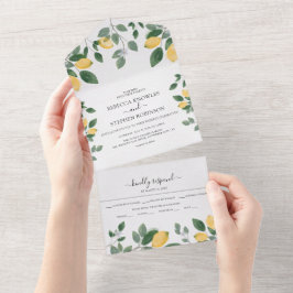 Botanisk akvarell Citron & Grönska Bröllop