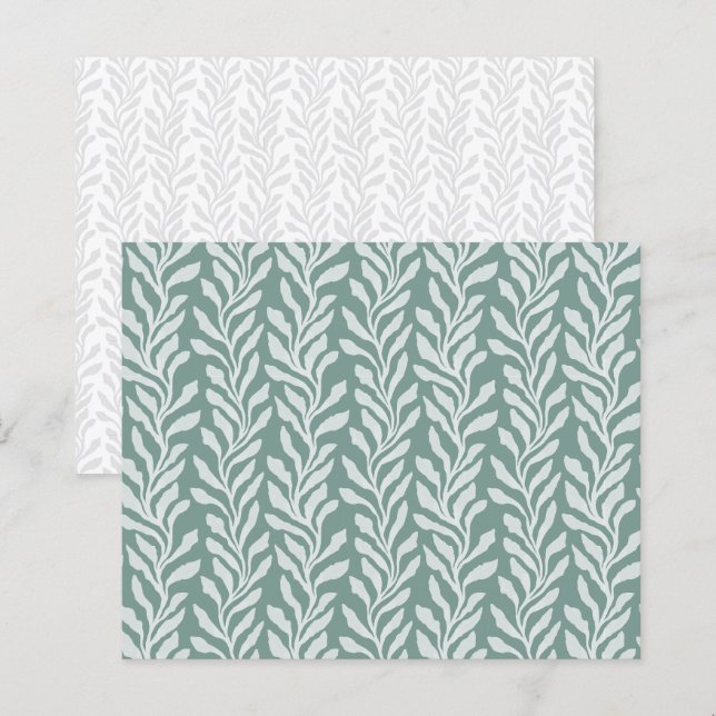 Botanisk alger tealgrönt scrapbookpapper (Fram/baksida)
